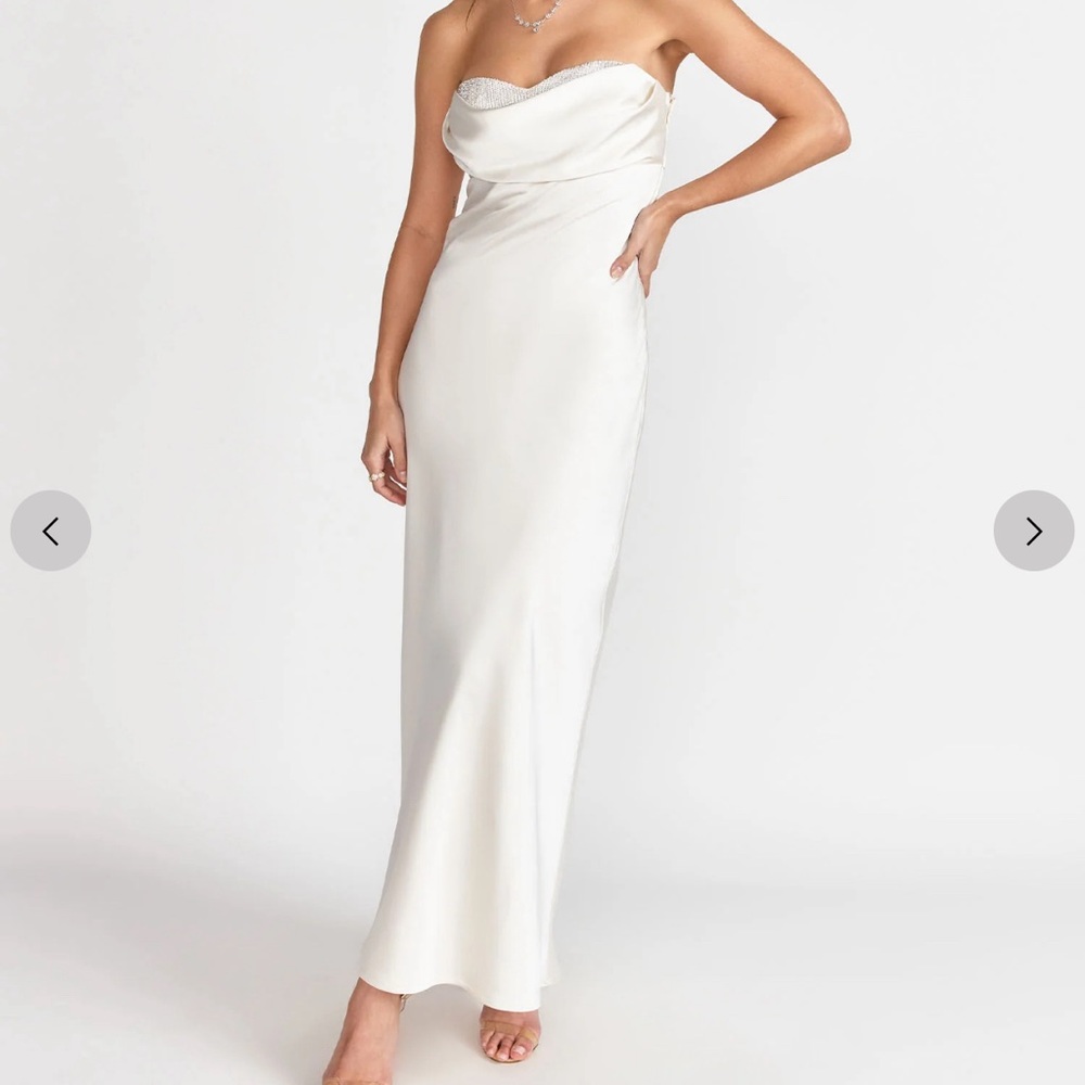 NWT - NY&Co - Strapless Cowl Neck Satin Maxi Dress - Sz M